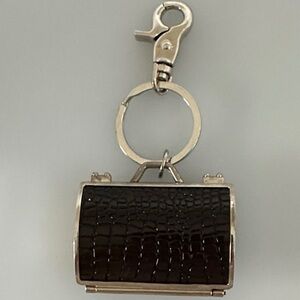 Black Leather Keychain Accessory